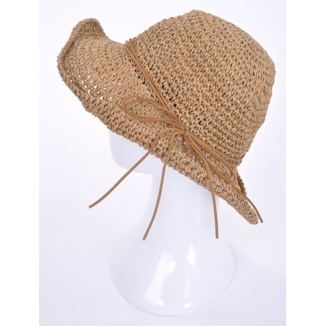 49773 - Capeline Paille Ajouree + Lien - 0700 Marron Clair