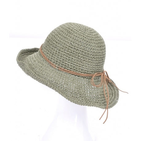 49773 - Capeline Paille Ajouree + Lien - 0850 Vert Foncé