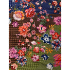 68346 - Carre Etamine De Laine Patch Fleurs - 0850 Vert Foncé