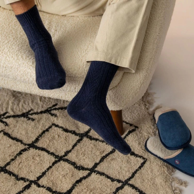 WO01 - Chaussette en laine  Marine - Homme