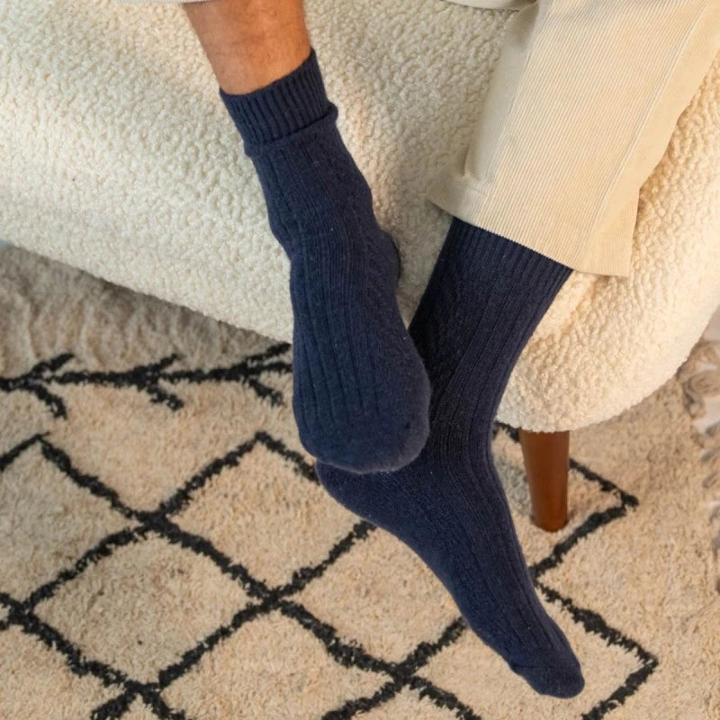 WO01 - Chaussette en laine  Marine - Homme