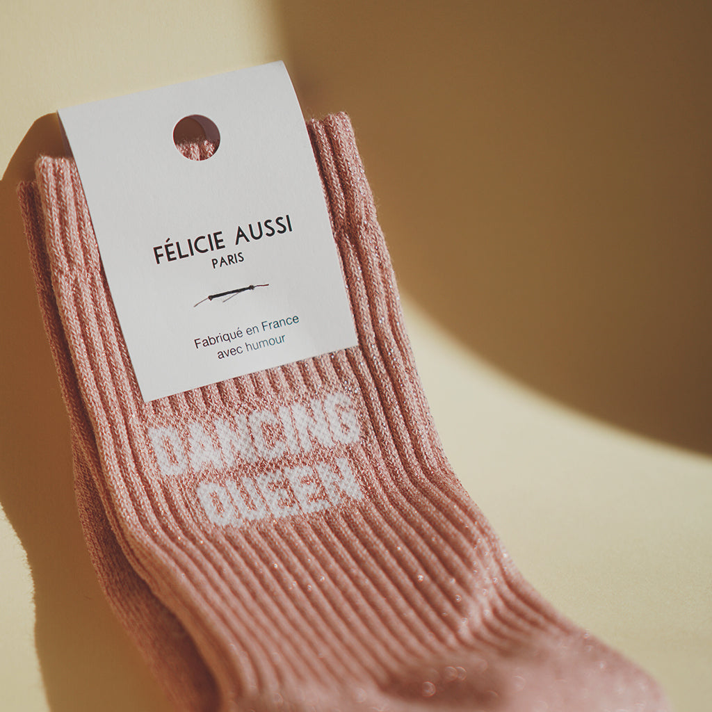 Dancing Queen - Chaussettes paillettes Rose