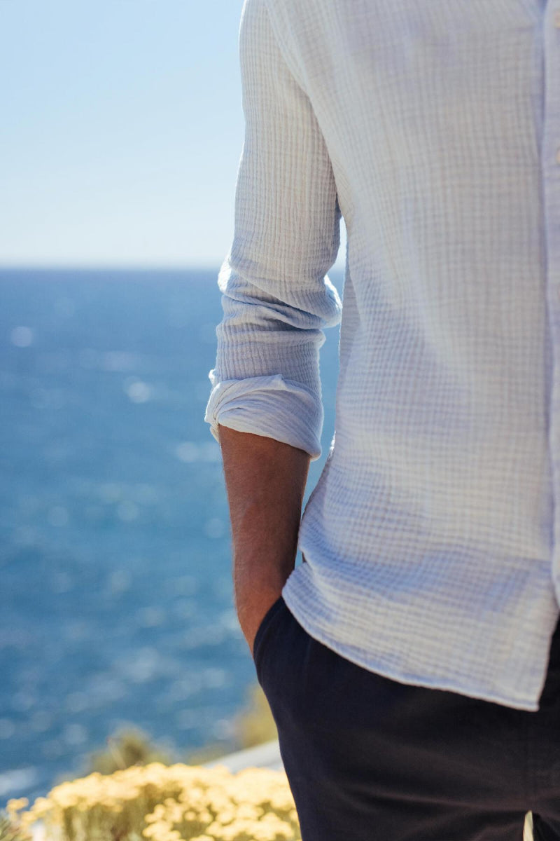 Chemise - Bleu ciel en gaze de coton