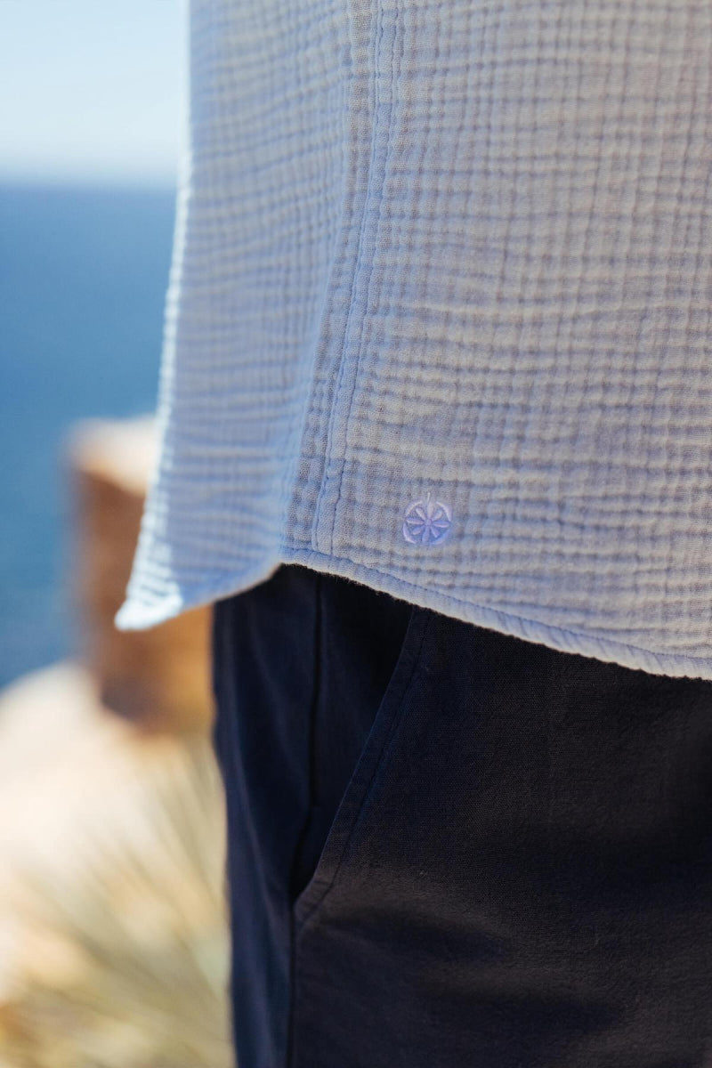 Chemise - Bleu ciel en gaze de coton
