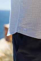 Chemise - Bleu ciel en gaze de coton