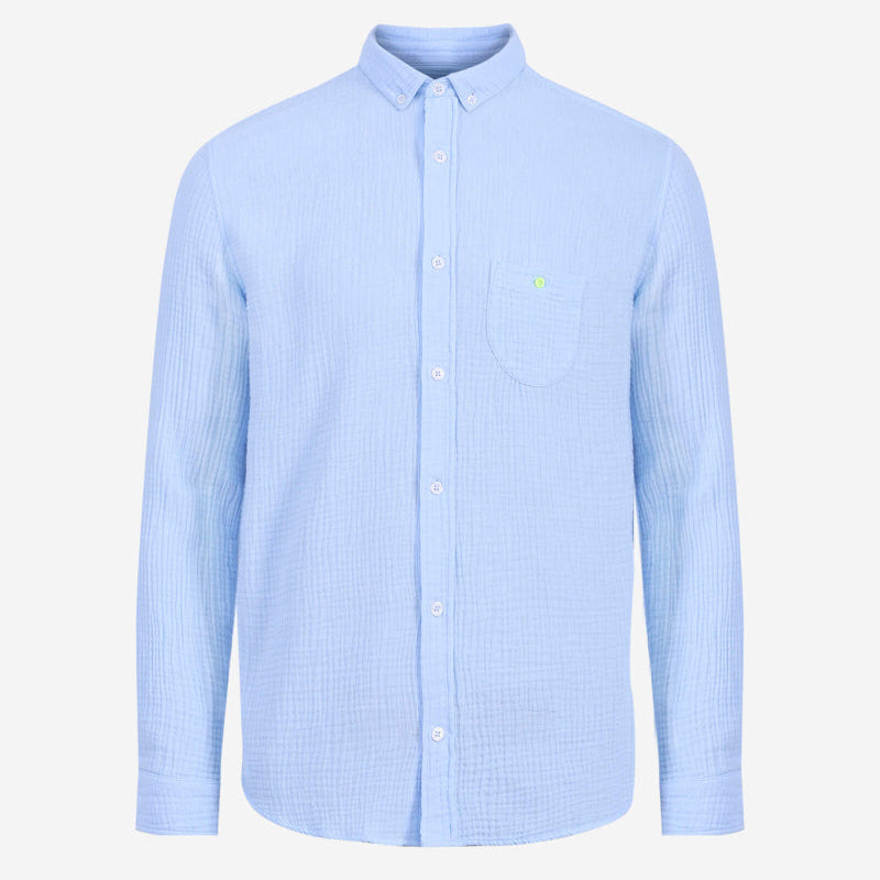 Chemise - Bleu ciel en gaze de coton