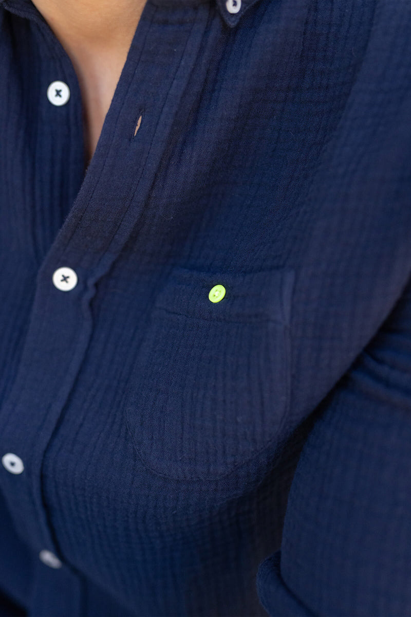 Chemise - Navy en gaze de coton
