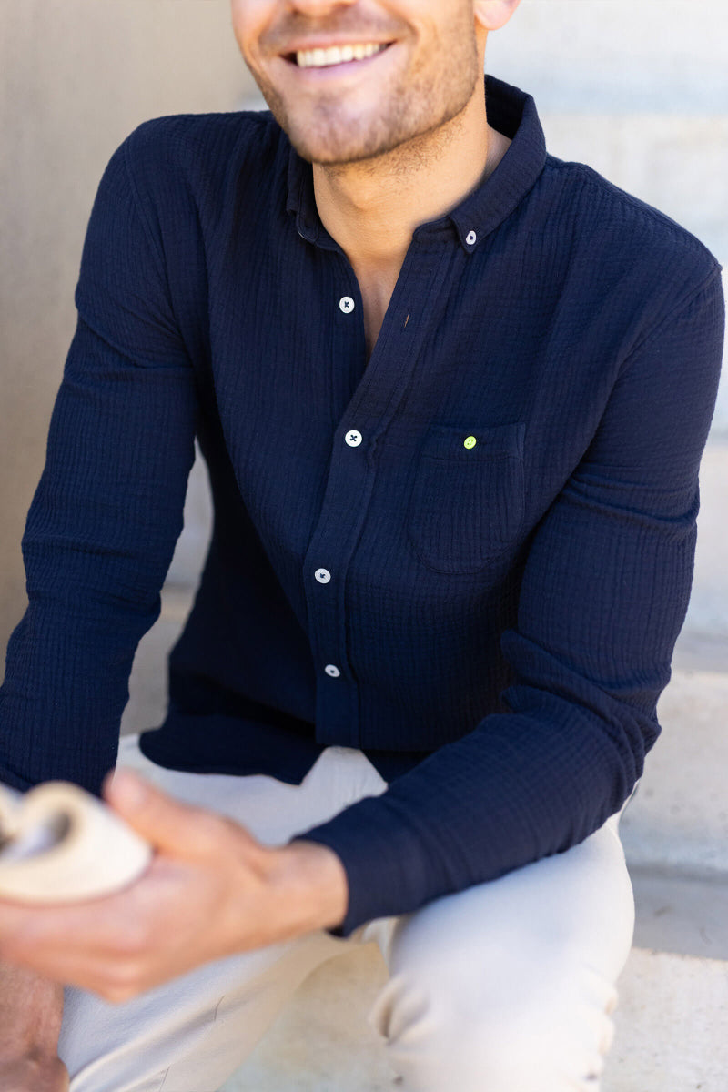 Chemise - Navy en gaze de coton