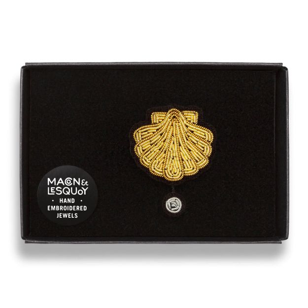 Broche - Coquille Saint Jacques + Perle
