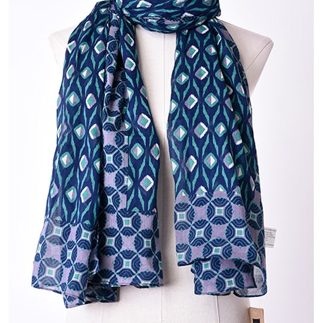 68206 - Etole Coton Petit Motif et cadre - 0551 Bleu Foncé