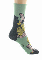 CHAUSSETTES FEMME EN COTON MOTIF FEUILLES D’OR