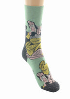 CHAUSSETTES FEMME EN COTON MOTIF FEUILLES D’OR