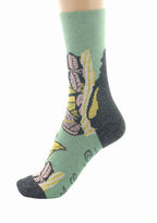 CHAUSSETTES FEMME EN COTON MOTIF FEUILLES D’OR