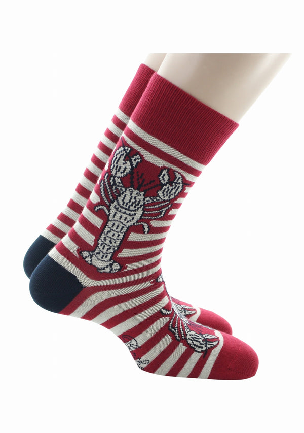 Chaussettes coton Marinière Rouge/Ivoire Homard