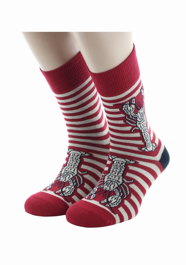Chaussettes coton Marinière Rouge/Ivoire Homard