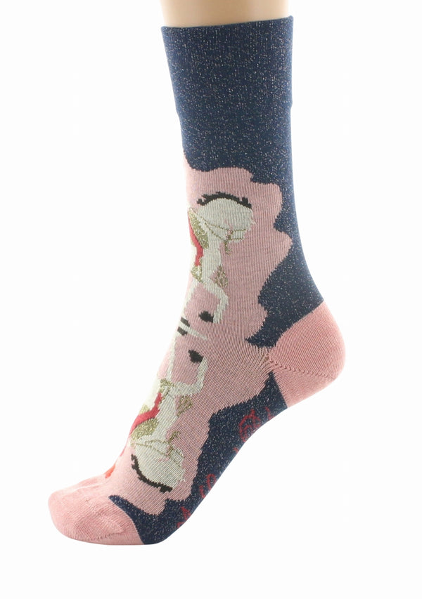CHAUSSETTES FEMME EN LAINE ET COTON MOTIF CAVALIÈRE