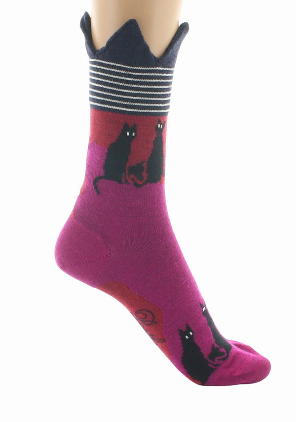 CHAUSSETTES FEMME EN LAINE MOTIF CHATS