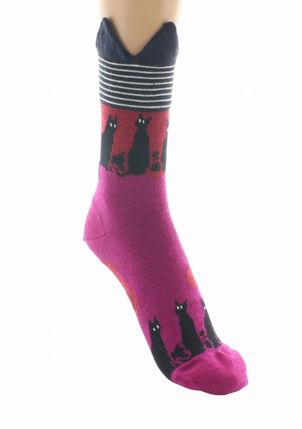 CHAUSSETTES FEMME EN LAINE MOTIF CHATS