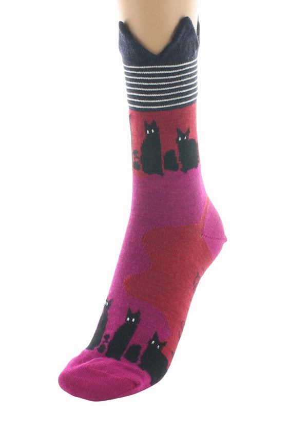 CHAUSSETTES FEMME EN LAINE MOTIF CHATS