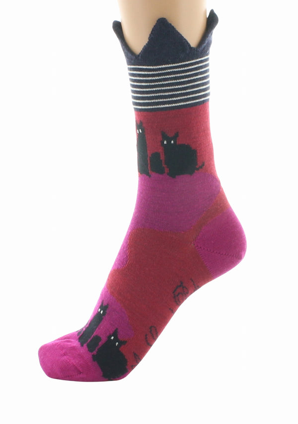 CHAUSSETTES FEMME EN LAINE MOTIF CHATS