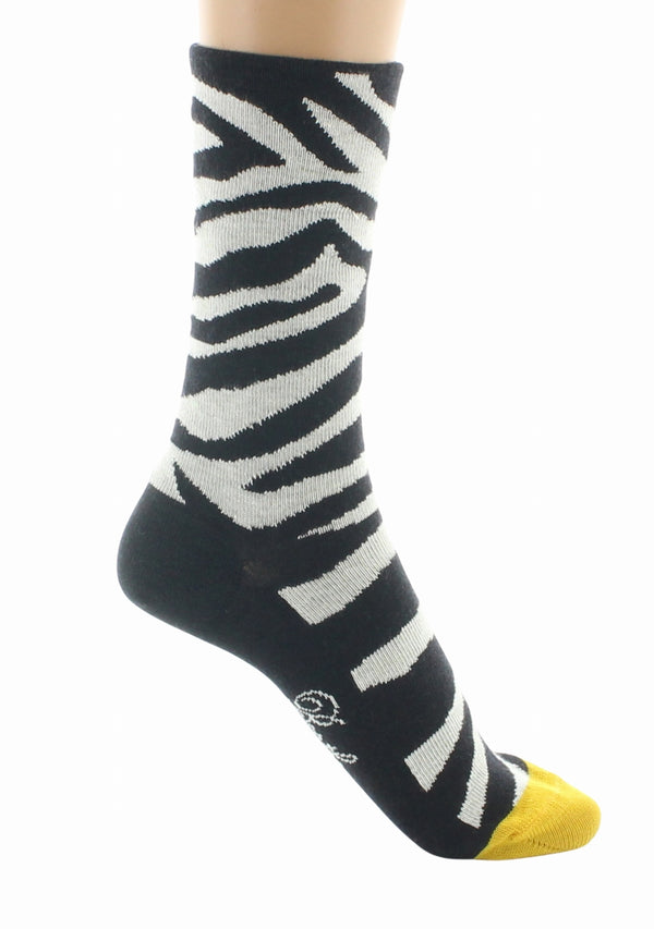 CHAUSSETTES FEMME EN LAINE MOTIF ZÈBRE