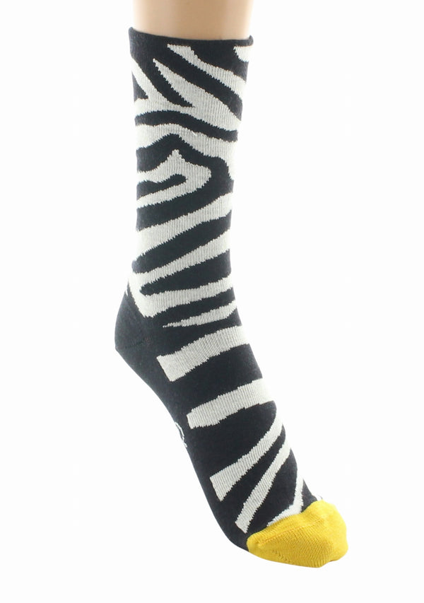 CHAUSSETTES FEMME EN LAINE MOTIF ZÈBRE