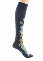 MI-BAS FEMME EN LAINE ET COTON MOTIF FEUILLES D’OR