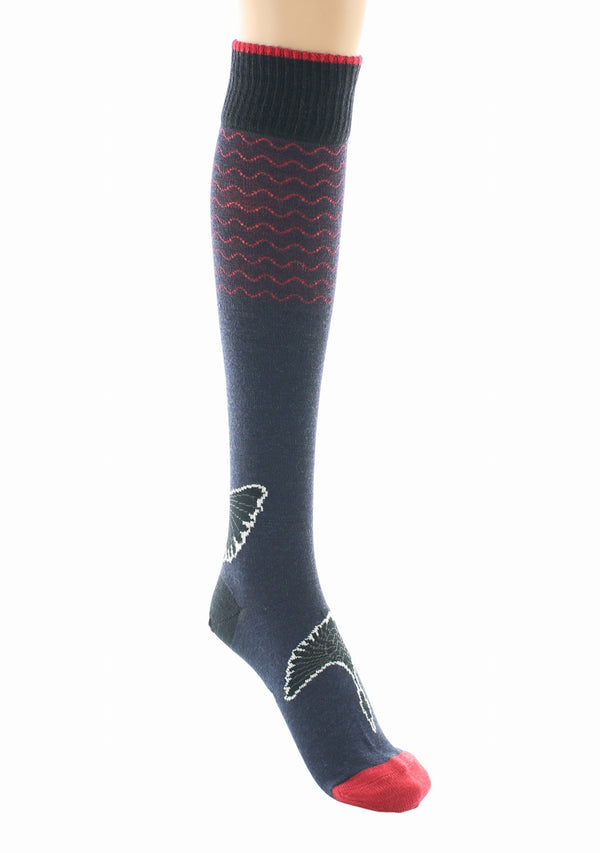 MI-BAS FEMME EN LAINE MOTIF GRUE SAUVAGE