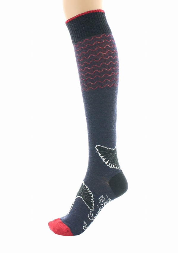 MI-BAS FEMME EN LAINE MOTIF GRUE SAUVAGE