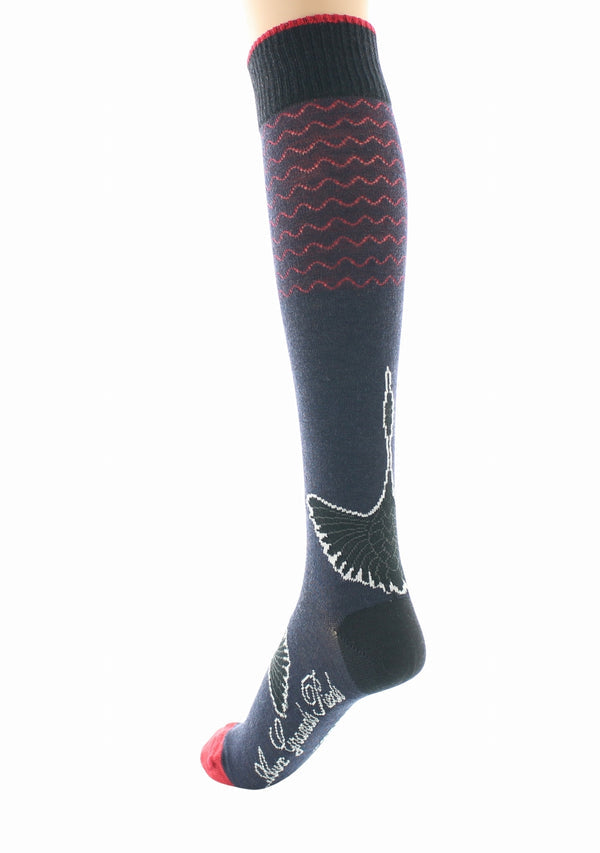 MI-BAS FEMME EN LAINE MOTIF GRUE SAUVAGE