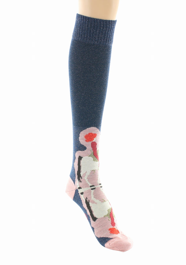 MI-BAS FEMME EN LAINE ET COTON MOTIF CAVALIÈRE