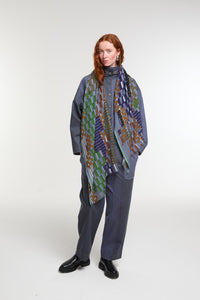 Foulard Saccade Gris Bleu