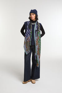 Foulard Saccade Gris Bleu