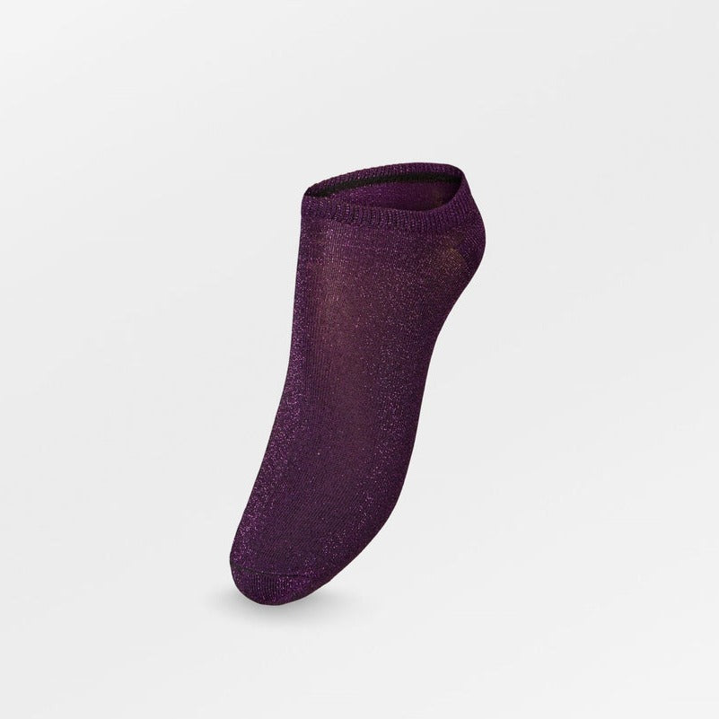 Solid Glitter Sneakie Sock - Purple