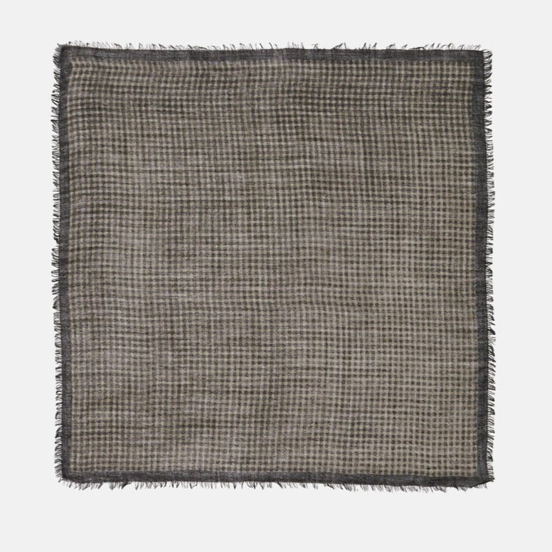 Gingham Woo Scarf  - Acorn Brown