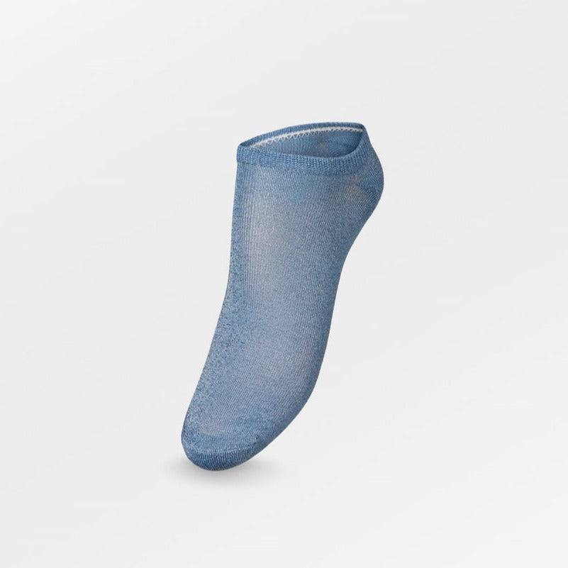 Solid Glitter Sneakie Sock - Blue