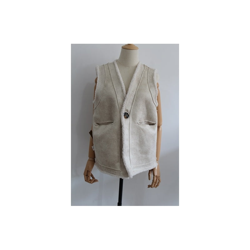 Blanc - Gilet Teddy - 66785 - Veste Reversible 0100