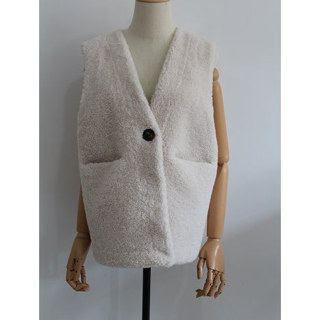 Blanc - Gilet Teddy - 66785 - Veste Reversible 0100