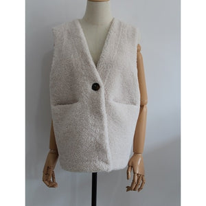 Blanc - Gilet Teddy - 66785 - Veste Reversible 0100
