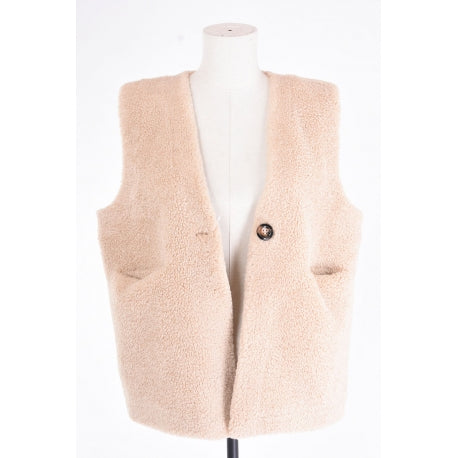 Ecru - Gilet Teddy - 66785 - Veste Reversible
