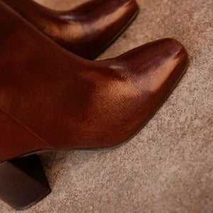 Bottes Hisaé - Ganache - Cuir Verni Froissé