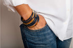 Joe Fin à l'unité - Marine - bracelet en corne bicolore