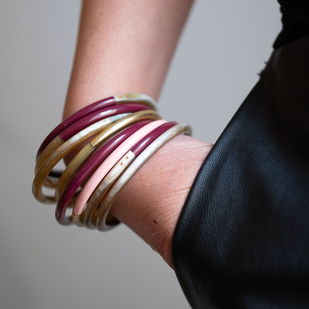 Joe Fin à l'unité - Bordeaux - bracelet en corne bicolore