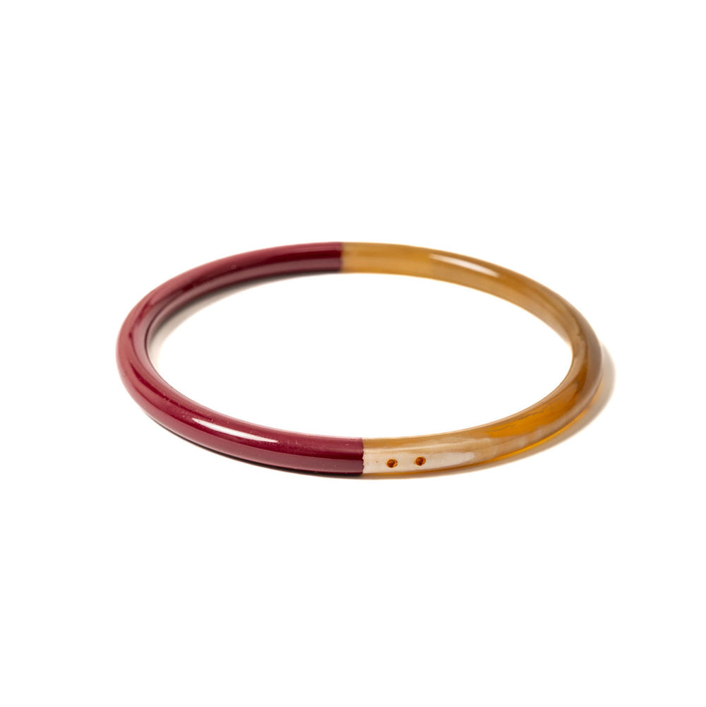 Joe Fin à l'unité - Bordeaux - bracelet en corne bicolore