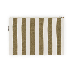Lili - Grande Pochette Rayures Olive / Greige