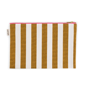Lili - Grande Pochette Rayures Ecru Caramel
