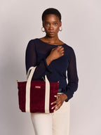 Mini Cabas Louise - Velours Bordeaux