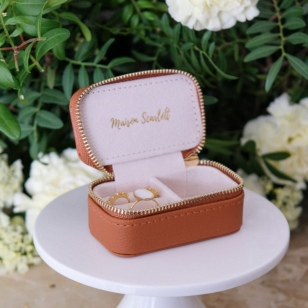 Marie en PU - Camel - Mini boîte à bijoux de voyage
