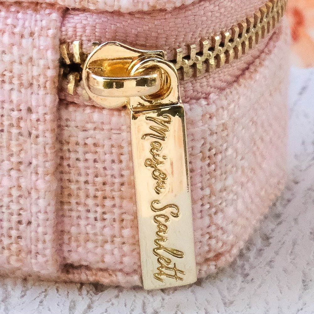 Marie effet lin - Rose - Mini boîte à bijoux de voyage