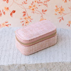 Marie effet lin - Rose - Mini boîte à bijoux de voyage